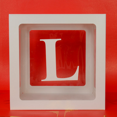 Egyedi név levél Baby Shower Box Születésnap esküvő Balloon Box Party Évforduló Dekoráció Gyerekek Babazuhany Lány Nem Felfed