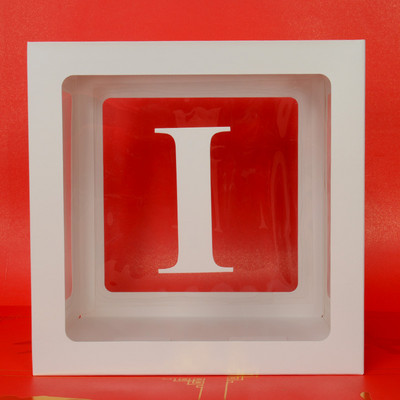 Egyedi név levél Baby Shower Box Születésnap esküvő Balloon Box Party Évforduló Dekoráció Gyerekek Babazuhany Lány Nem Felfed