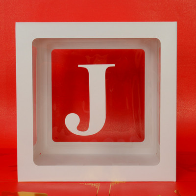 Egyedi név levél Baby Shower Box Születésnap esküvő Balloon Box Party Évforduló Dekoráció Gyerekek Babazuhany Lány Nem Felfed