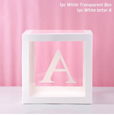 Cutie cu nume cu alfabet Cutie transparentă cu baloane pentru ziua de naștere Globo de nuntă Decor pentru petrecerea primului aniversar Balon din latex pentru copii