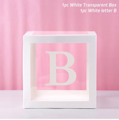 Cutie cu nume cu alfabet Cutie transparentă cu baloane pentru ziua de naștere Globo de nuntă Decor pentru petrecerea primului aniversar Balon din latex pentru copii
