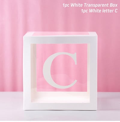 Cutie cu nume cu alfabet Cutie transparentă cu baloane pentru ziua de naștere Globo de nuntă Decor pentru petrecerea primului aniversar Balon din latex pentru copii