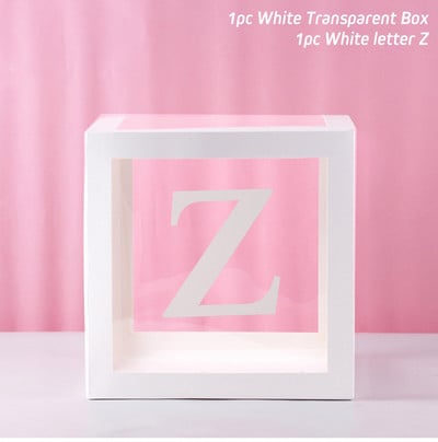 Cutie cu nume cu alfabet Cutie transparentă cu baloane pentru ziua de naștere Globo de nuntă Decor pentru petrecerea primului aniversar Balon din latex pentru copii