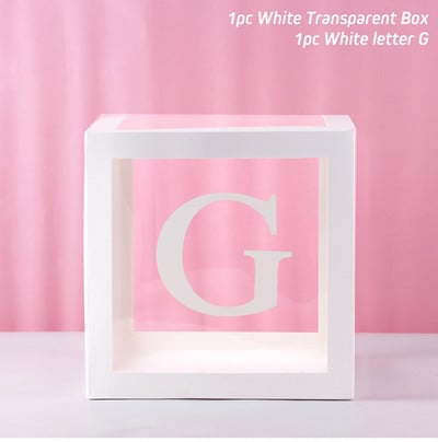 Cutie cu nume cu alfabet Cutie transparentă cu baloane pentru ziua de naștere Globo de nuntă Decor pentru petrecerea primului aniversar Balon din latex pentru copii