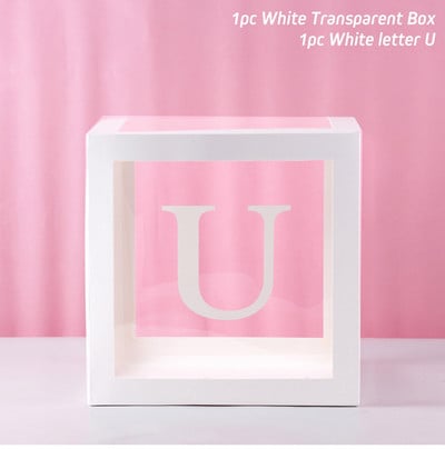 Cutie cu nume cu alfabet Cutie transparentă cu baloane pentru ziua de naștere Globo de nuntă Decor pentru petrecerea primului aniversar Balon din latex pentru copii