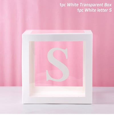 Cutie cu nume cu alfabet Cutie transparentă cu baloane pentru ziua de naștere Globo de nuntă Decor pentru petrecerea primului aniversar Balon din latex pentru copii