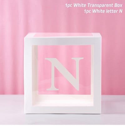 Cutie cu nume cu alfabet Cutie transparentă cu baloane pentru ziua de naștere Globo de nuntă Decor pentru petrecerea primului aniversar Balon din latex pentru copii