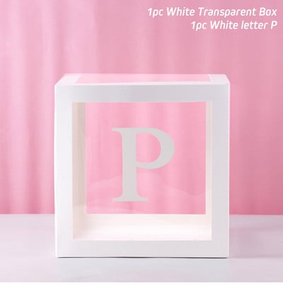 Cutie cu nume cu alfabet Cutie transparentă cu baloane pentru ziua de naștere Globo de nuntă Decor pentru petrecerea primului aniversar Balon din latex pentru copii