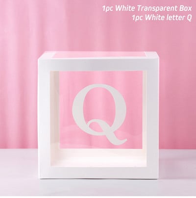 Cutie cu nume cu alfabet Cutie transparentă cu baloane pentru ziua de naștere Globo de nuntă Decor pentru petrecerea primului aniversar Balon din latex pentru copii