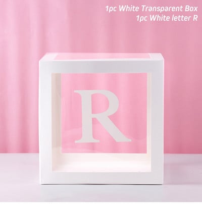 Cutie cu nume cu alfabet Cutie transparentă cu baloane pentru ziua de naștere Globo de nuntă Decor pentru petrecerea primului aniversar Balon din latex pentru copii