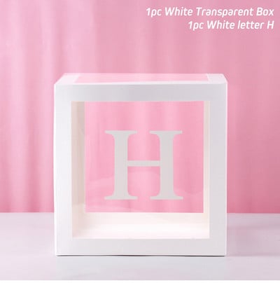 Cutie cu nume cu alfabet Cutie transparentă cu baloane pentru ziua de naștere Globo de nuntă Decor pentru petrecerea primului aniversar Balon din latex pentru copii