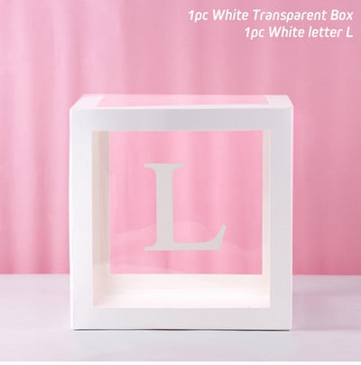 Cutie cu nume cu alfabet Cutie transparentă cu baloane pentru ziua de naștere Globo de nuntă Decor pentru petrecerea primului aniversar Balon din latex pentru copii