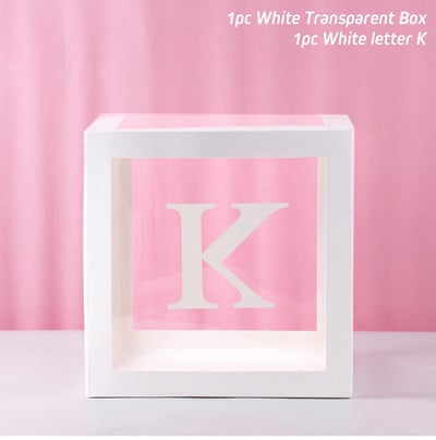 Cutie cu nume cu alfabet Cutie transparentă cu baloane pentru ziua de naștere Globo de nuntă Decor pentru petrecerea primului aniversar Balon din latex pentru copii