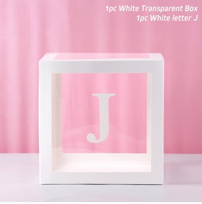 Cutie cu nume cu alfabet Cutie transparentă cu baloane pentru ziua de naștere Globo de nuntă Decor pentru petrecerea primului aniversar Balon din latex pentru copii