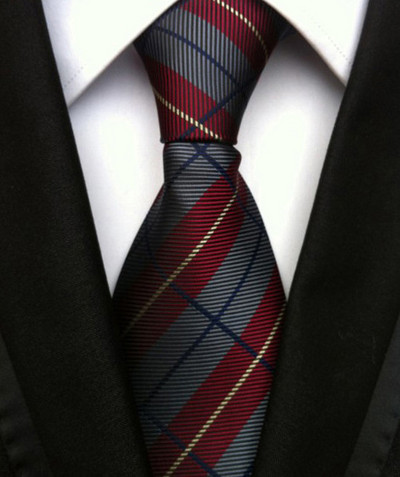 Novi dizajn Karirana kravata od 8 cm, crvena crna svila i jacqurd tkana kravata za muškarce Poslovno vjenčanje Kravata Dodaci Kravate Pokloni