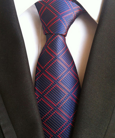 Novi dizajn Karirana kravata od 8 cm, crvena crna svila i jacqurd tkana kravata za muškarce Poslovno vjenčanje Kravata Dodaci Kravate Pokloni