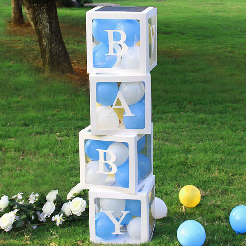 Prozirna abecedna kutija s balonima Vjenčanje Baby Shower Dekoracija za dječaka i djevojčicu Rođendanska zabava Dječji Baby Shower Dekoracija za 1. rođendan