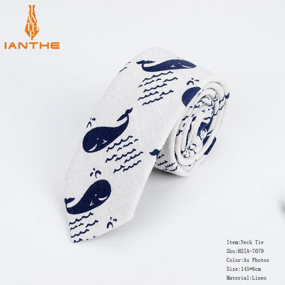 Lanena pamučna kravata s crtežima za muškarce Žene Uska kravata za vjenčanje Ležerne kravate s printom lišća Klasična odijela Smiješne tanke kravate