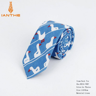 Lanena pamučna kravata s crtežima za muškarce Žene Uska kravata za vjenčanje Ležerne kravate s printom lišća Klasična odijela Smiješne tanke kravate