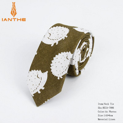 Lanena pamučna kravata s crtežima za muškarce Žene Uska kravata za vjenčanje Ležerne kravate s printom lišća Klasična odijela Smiješne tanke kravate