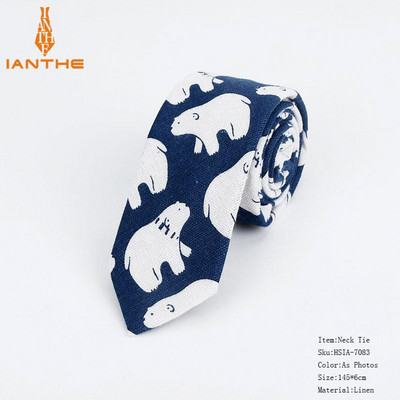 Lanena pamučna kravata s crtežima za muškarce Žene Uska kravata za vjenčanje Ležerne kravate s printom lišća Klasična odijela Smiješne tanke kravate