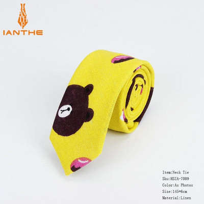 Lanena pamučna kravata s crtežima za muškarce Žene Uska kravata za vjenčanje Ležerne kravate s printom lišća Klasična odijela Smiješne tanke kravate