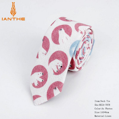 Lanena pamučna kravata s crtežima za muškarce Žene Uska kravata za vjenčanje Ležerne kravate s printom lišća Klasična odijela Smiješne tanke kravate