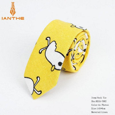 Lanena pamučna kravata s crtežima za muškarce Žene Uska kravata za vjenčanje Ležerne kravate s printom lišća Klasična odijela Smiješne tanke kravate