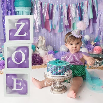 Διαφανές γράμμα Baby Shower Box Birthday Wedding Custom Name Balloon Box 1st Birthday Party Decorations Kids Babyshower Girl