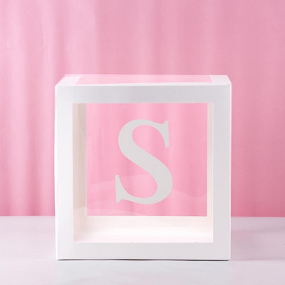 Cutie transparentă pentru babyshower cu litere pentru ziua de naștere nuntă cu nume personalizat cutie cu baloane decorațiuni pentru petrecerea primului aniversar pentru copii babyshower fetiță