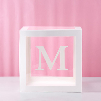 Cutie transparentă pentru babyshower cu litere pentru ziua de naștere nuntă cu nume personalizat cutie cu baloane decorațiuni pentru petrecerea primului aniversar pentru copii babyshower fetiță
