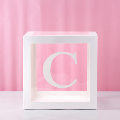 Cutie transparentă pentru babyshower cu litere pentru ziua de naștere nuntă cu nume personalizat cutie cu baloane decorațiuni pentru petrecerea primului aniversar pentru copii babyshower fetiță