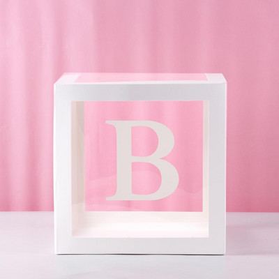 Cutie transparentă pentru babyshower cu litere pentru ziua de naștere nuntă cu nume personalizat cutie cu baloane decorațiuni pentru petrecerea primului aniversar pentru copii babyshower fetiță
