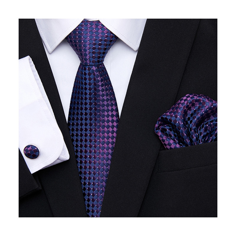 Žakards Jaunākā dizaina Zīds Svētku Dāvana Kabatlakats Aproču pogu komplekts Kaklasaite Vīriešu pleds Dzeltens krekls Aksesuāri