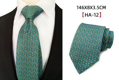 Új, 100% selyem 8 cm-es férfi Ascot nyakkendő zöld geometriai jacquard nyíl klasszikus esküvői Gravatas Para Homens HA12