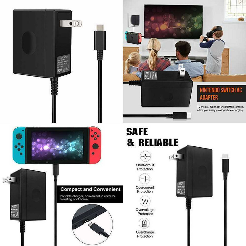 1 db AC adapter töltő Nintendo Switch hordozható töltőhöz NS gyorstöltés tápkábellel dokkoló/vezérlő játéktartozékok