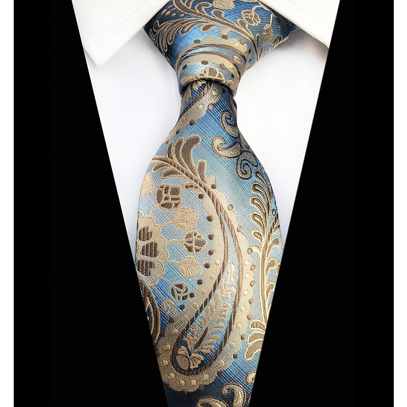Luxusné pánske kravaty, klasické kvetinové Paisley vzory, 8 cm, svadobné kravaty, žakárové tkané, 100% hodvábne pánske kravaty na krk, doplnky na párty