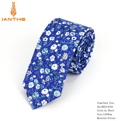 Pilnīgi jaunas vīriešu kaklasaites ar puķainiem kaklasaites vīriešiem ikdienišķas kokvilnas slaidas kaklasaites Gravata šauras kāzu jūras krāsas plānas ballītes ikdienas ziedu kaklasaites