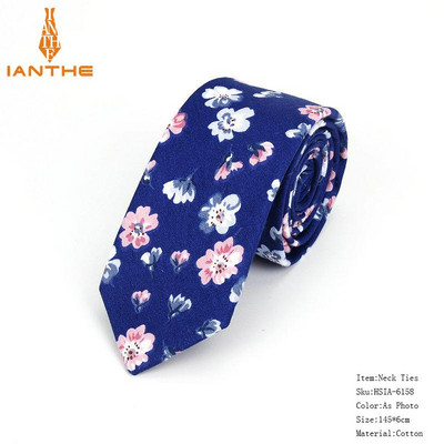 Pilnīgi jaunas vīriešu kaklasaites ar puķainiem kaklasaites vīriešiem ikdienišķas kokvilnas slaidas kaklasaites Gravata šauras kāzu jūras krāsas plānas ballītes ikdienas ziedu kaklasaites