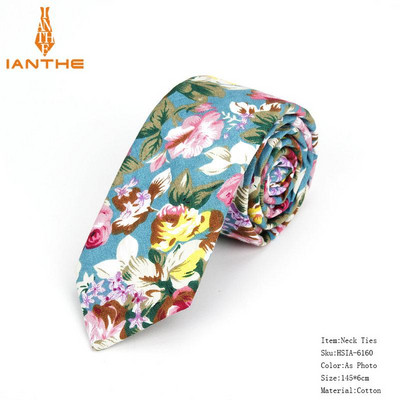 Pilnīgi jaunas vīriešu kaklasaites ar puķainiem kaklasaites vīriešiem ikdienišķas kokvilnas slaidas kaklasaites Gravata šauras kāzu jūras krāsas plānas ballītes ikdienas ziedu kaklasaites
