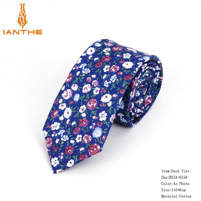 Pilnīgi jaunas vīriešu kaklasaites ar puķainiem kaklasaites vīriešiem ikdienišķas kokvilnas slaidas kaklasaites Gravata šauras kāzu jūras krāsas plānas ballītes ikdienas ziedu kaklasaites