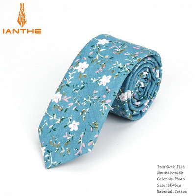 Pilnīgi jaunas vīriešu kaklasaites ar puķainiem kaklasaites vīriešiem ikdienišķas kokvilnas slaidas kaklasaites Gravata šauras kāzu jūras krāsas plānas ballītes ikdienas ziedu kaklasaites