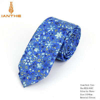 Pilnīgi jaunas vīriešu kaklasaites ar puķainiem kaklasaites vīriešiem ikdienišķas kokvilnas slaidas kaklasaites Gravata šauras kāzu jūras krāsas plānas ballītes ikdienas ziedu kaklasaites