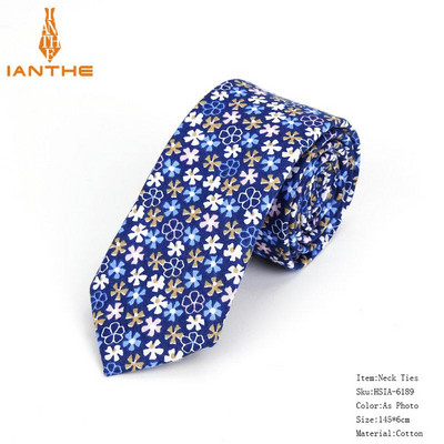 Pilnīgi jaunas vīriešu kaklasaites ar puķainiem kaklasaites vīriešiem ikdienišķas kokvilnas slaidas kaklasaites Gravata šauras kāzu jūras krāsas plānas ballītes ikdienas ziedu kaklasaites
