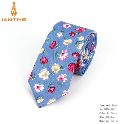 Pilnīgi jaunas vīriešu kaklasaites ar puķainiem kaklasaites vīriešiem ikdienišķas kokvilnas slaidas kaklasaites Gravata šauras kāzu jūras krāsas plānas ballītes ikdienas ziedu kaklasaites