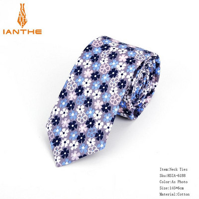 Pilnīgi jaunas vīriešu kaklasaites ar puķainiem kaklasaites vīriešiem ikdienišķas kokvilnas slaidas kaklasaites Gravata šauras kāzu jūras krāsas plānas ballītes ikdienas ziedu kaklasaites