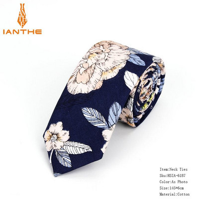 Pilnīgi jaunas vīriešu kaklasaites ar puķainiem kaklasaites vīriešiem ikdienišķas kokvilnas slaidas kaklasaites Gravata šauras kāzu jūras krāsas plānas ballītes ikdienas ziedu kaklasaites