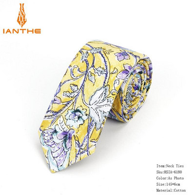 Pilnīgi jaunas vīriešu kaklasaites ar puķainiem kaklasaites vīriešiem ikdienišķas kokvilnas slaidas kaklasaites Gravata šauras kāzu jūras krāsas plānas ballītes ikdienas ziedu kaklasaites