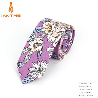 Pilnīgi jaunas vīriešu kaklasaites ar puķainiem kaklasaites vīriešiem ikdienišķas kokvilnas slaidas kaklasaites Gravata šauras kāzu jūras krāsas plānas ballītes ikdienas ziedu kaklasaites