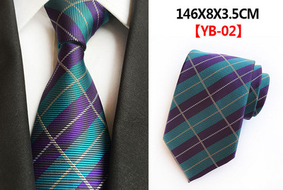 Selyem 8 cm divatos nyakkendő kék lila kockás 1200 tűs Jacquard nyakkendő férfiaknak üzleti esküvői parti nyakkendő ajándék nyakkendő Gravata